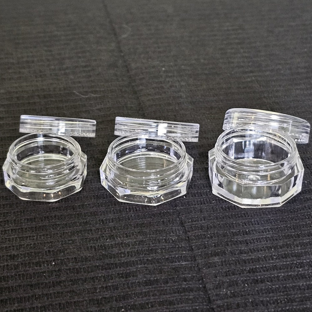 Clear Octagonal Mini Glitter/Deco Jars