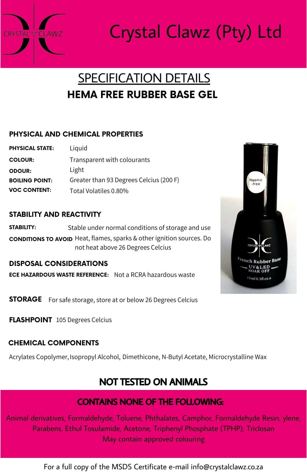 HEMA-FREE French Rubber Base Gel - Clear